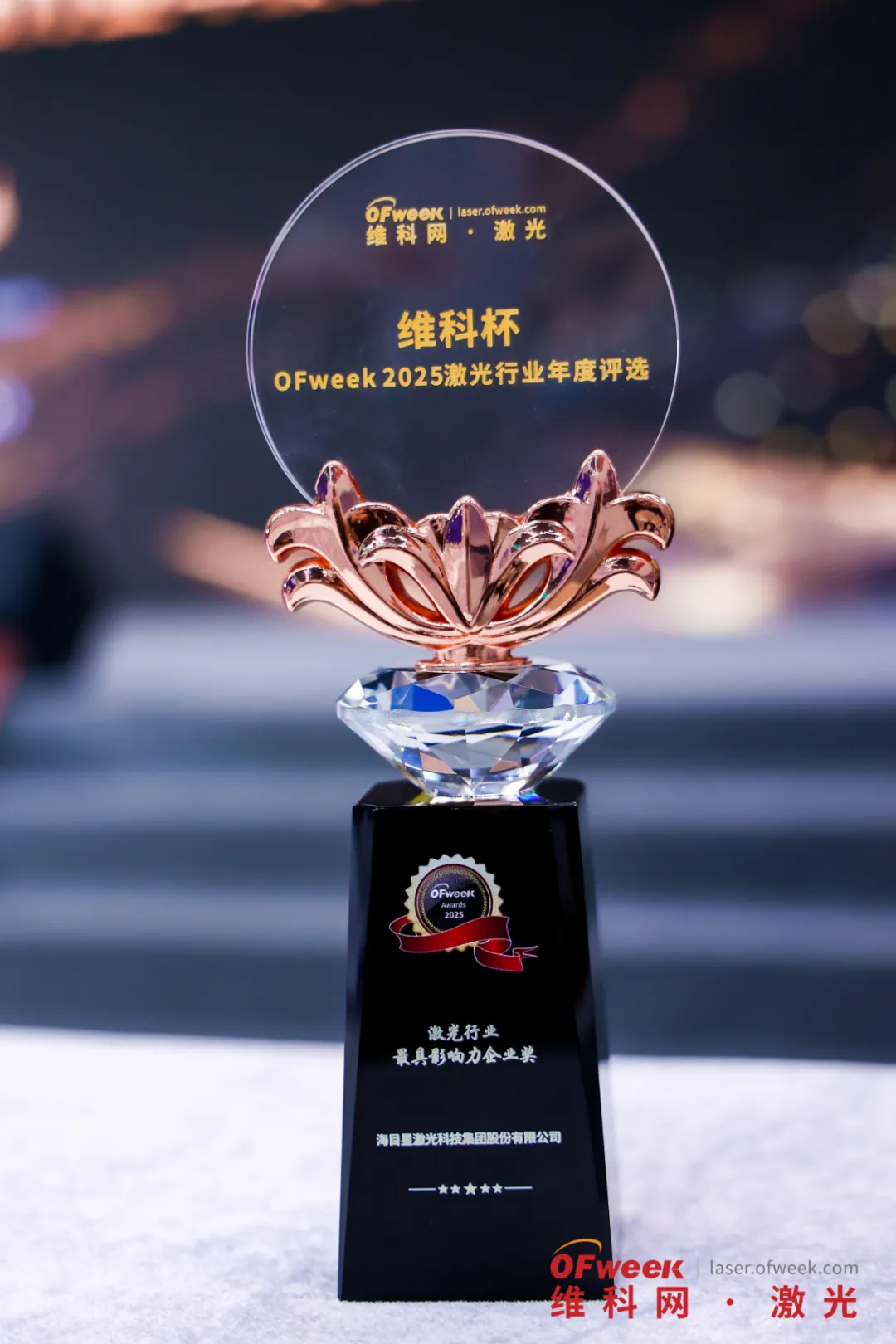 j9九游会在维科杯评选中获得的另一项大奖——“激光行业最具影响力企业奖”